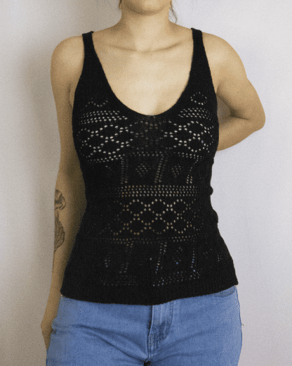 Top Crochet - Negro