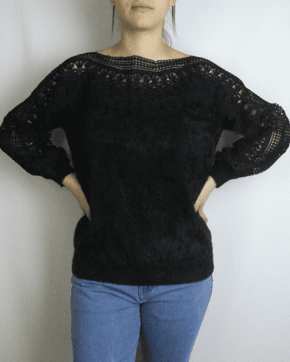 Jersey Peluche con Calados - Negro