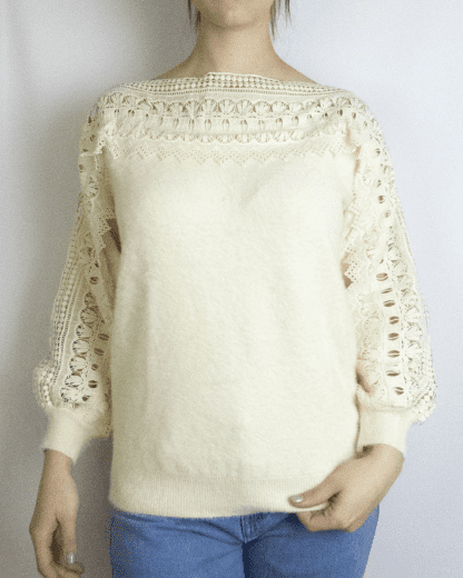 Jersey Peluche con Calado - Beige